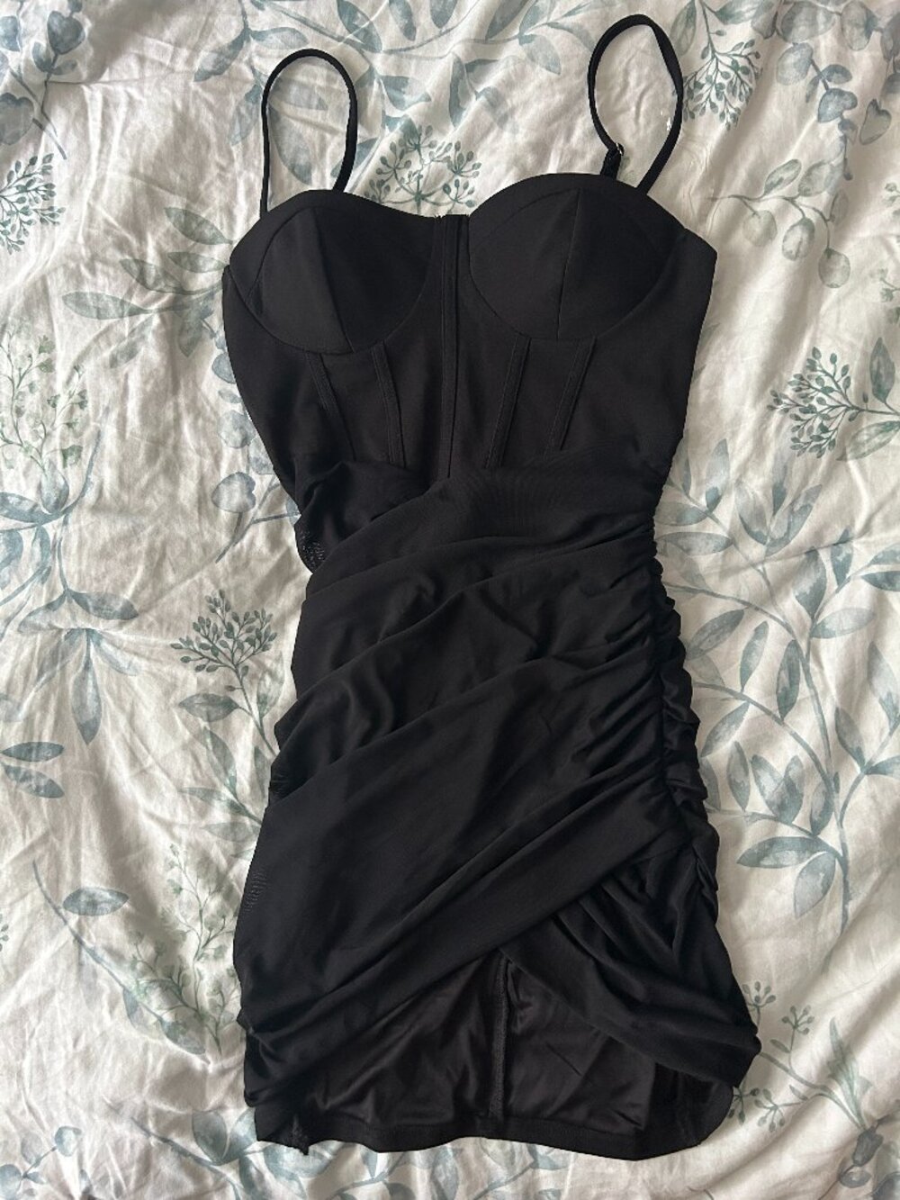 Vanilla Bella Black Bodycon Corset Mini Dress Women's Small Sweetheart Party NWT
